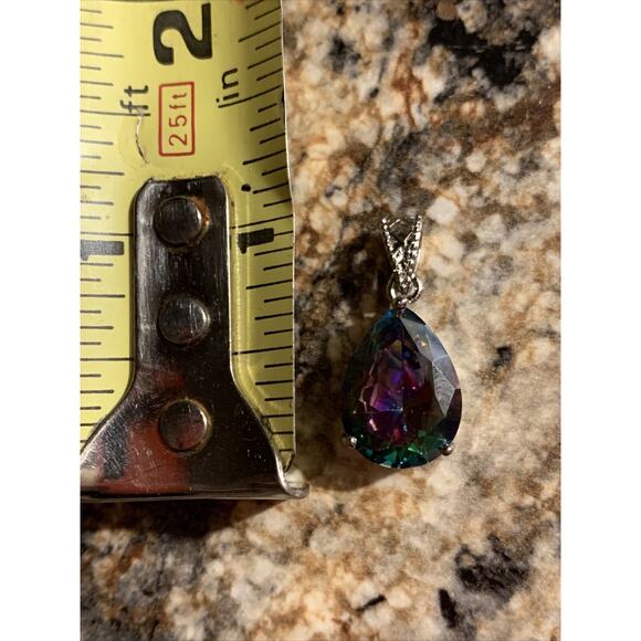 Fire Mystic Topaz Pear Dangle Pendant NEW‎ - Picture 2 of 3